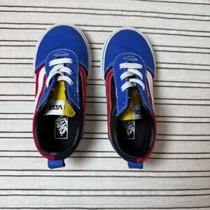 Vans Kids Blue, red, yellow slip on shoes size 8 toddler.